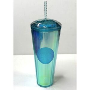 Starbucks Tumbler 2021 Kaleidoscope Blue Iridescent Dome Limited Edition 24 Oz